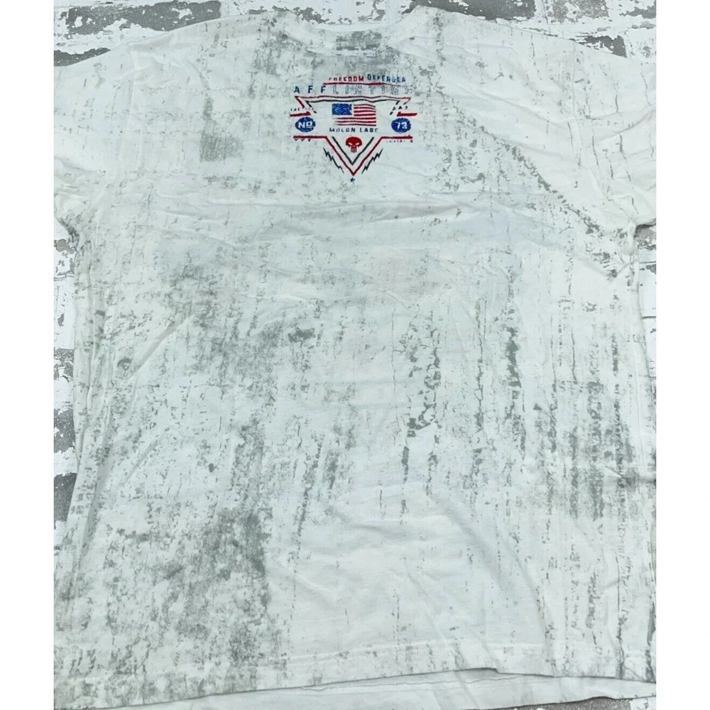 Affliction Shirt Men XL White Tee Freedom Defender Rifle Gun MMA Military Adult - Picture 3 of 10